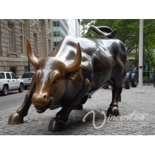 Large outdoor bronze charging bull office building decoration